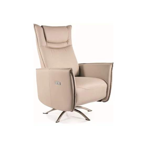 Fotoliu cu Recliner Electric Notos, 72x83-160x116 cm, Piele Sintetica, Beige picture - 1