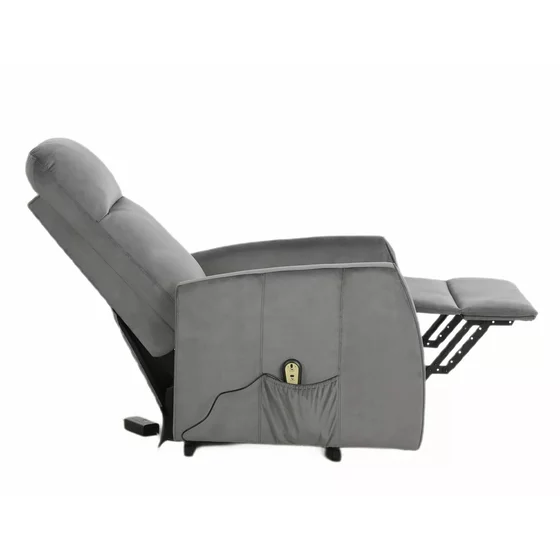 Fotoliu cu Recliner Electric Selle 152, 68x89-144x110 cm, Catifea Gri picture - 7