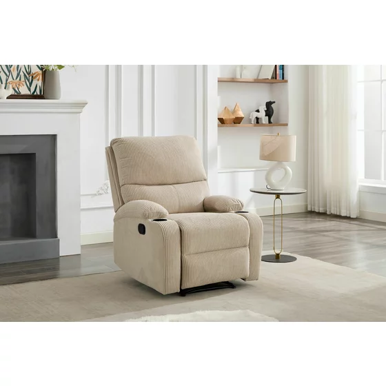 Fotoliu cu Recliner Johan, 79x94x104 cm, Stofa, Beige Deschis picture - 1