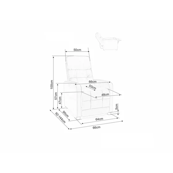 Fotoliu cu Recliner Otus, 66x92-144x100 cm, Stofa Brego Beige picture - 2