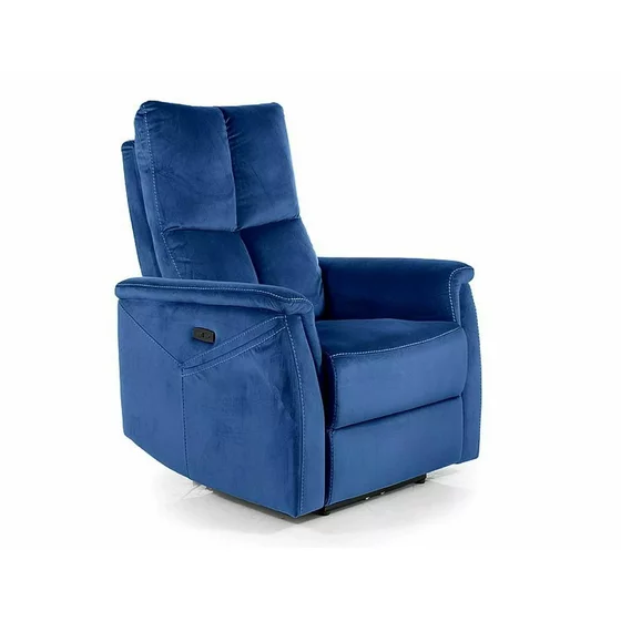 Fotoliu cu Recliner, Selle 129, 76x94-160x96 cm, Catifea, Albastru picture - 1