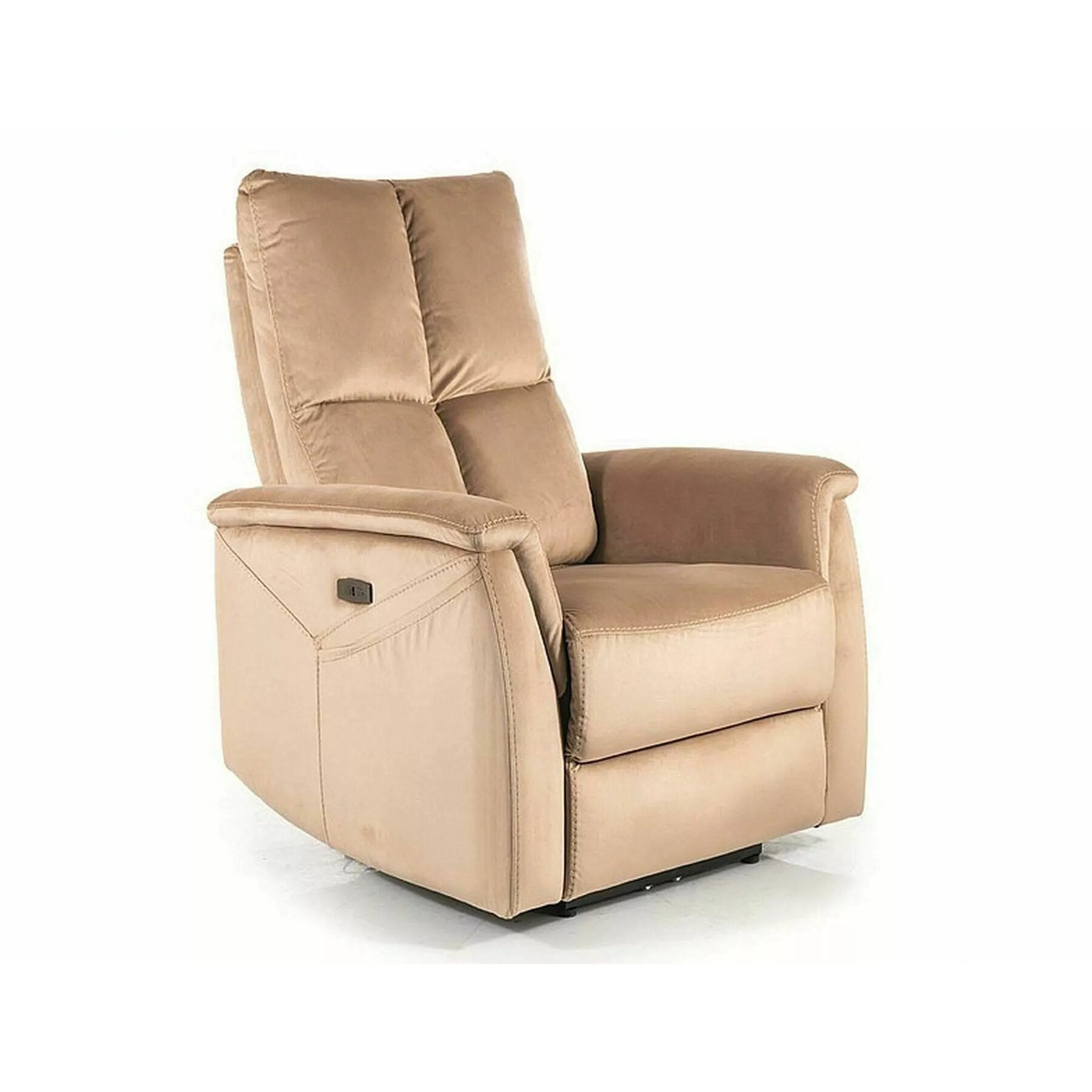 Fotoliu cu Recliner, Selle 129, 76x94-160x96 cm, Catifea, Beige