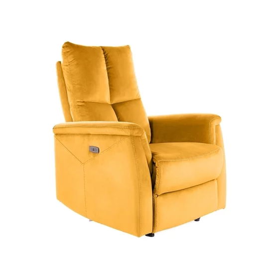 Fotoliu cu Recliner, Selle 129, 76x94-160x96 cm, Catifea, Galben Curry picture - 1