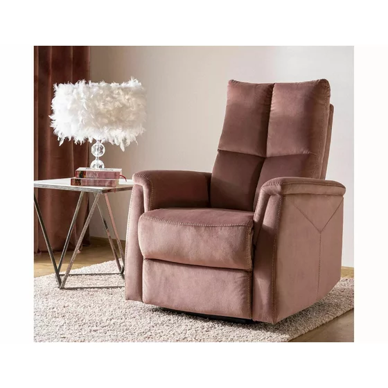 Fotoliu cu Recliner, Selle 129, 76x94-160x96 cm, Catifea, Roz Antichizat picture - 2