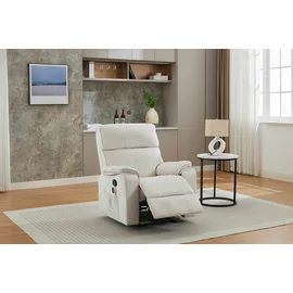 Fotoliu cu Recliner si Masaj, Palms 1R, 90x94x103 cm, Stofa, Crem