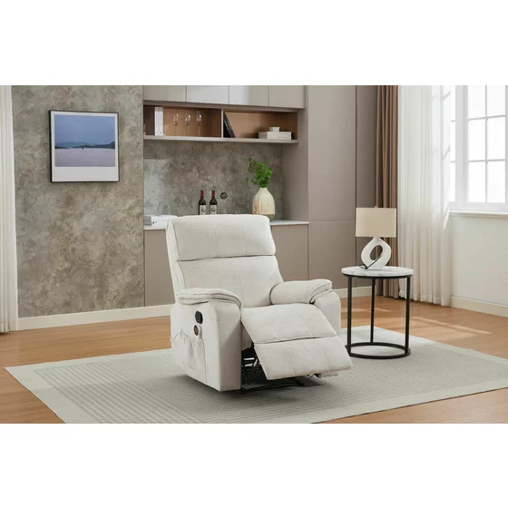 Fotoliu cu Recliner si Masaj, Palms 1R, 90x94x103 cm, Stofa, Crem picture - 1