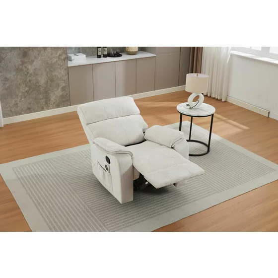 Fotoliu cu Recliner si Masaj, Palms 1R, 90x94x103 cm, Stofa, Crem picture - 2