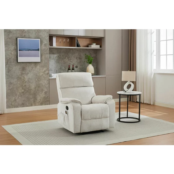 Fotoliu cu Recliner si Masaj, Palms 1R, 90x94x103 cm, Stofa, Crem picture - 4