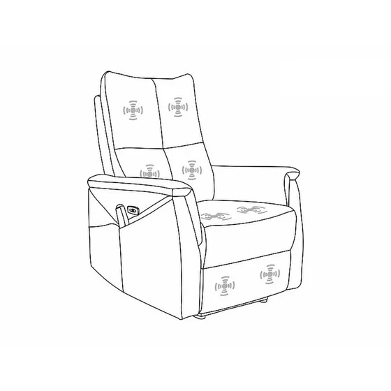 Fotoliu cu Recliner Si Masaj, Selle 129M, 76x94-160x96 cm, Catifea, Albastru picture - 4