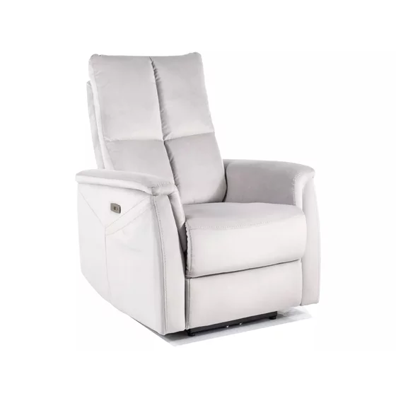 Fotoliu cu Recliner Si Masaj, Selle 129M, 76x94-160x96 cm, Catifea, Gri Deschis picture - 1