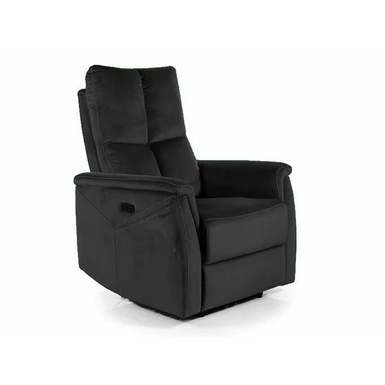 Fotoliu cu Recliner Si Masaj, Selle 129M, 76x94-160x96 cm, Catifea, Negru picture - 1