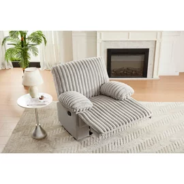 Fotoliu Cu Recliner Siete, 110x100x102 cm, Stofa Raiata, Beige