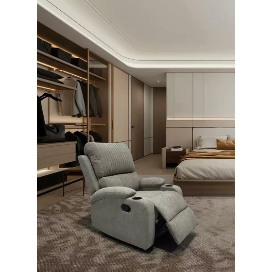 Fotoliu cu Recliner Vegas, 78x94x100 cm, Stofa, Beige picture - 1