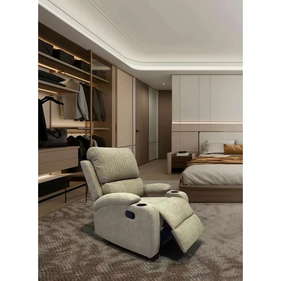 Fotoliu cu Recliner Vegas, 78x94x100 cm, Stofa, Beige picture - 1