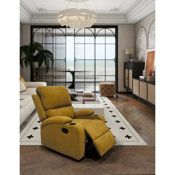 Fotoliu cu Recliner Vegas, 78x94x100 cm, Stofa, Galben picture - 1