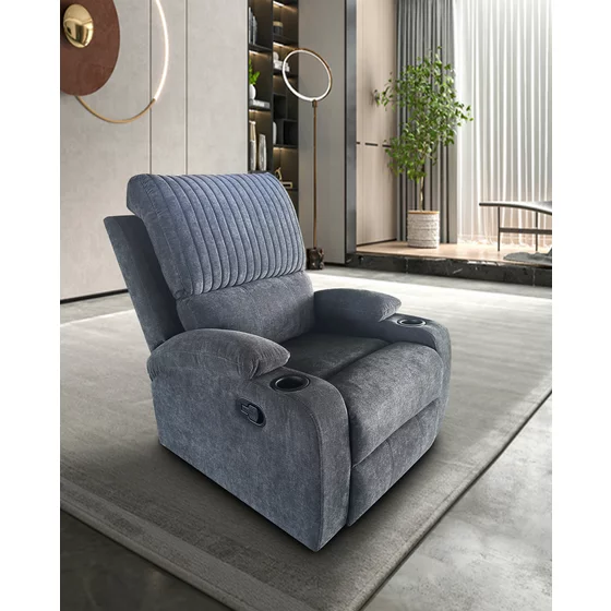 Fotoliu cu Recliner Vegas, 78x94x100 cm, Stofa, Gri Inchis picture - 1