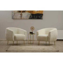 Fotoliu Eses, 70x80x82  cm, Stofa tip Boucle, Crem