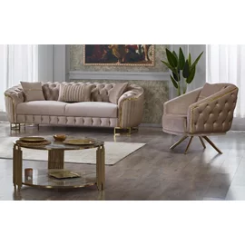 Fotoliu Galata Beige Velvet 260/Gold