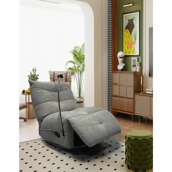 Fotoliu Seger cu Recliner, Balansoar si Suport Telefon, 86x104x100 cm, Stofa, Beige picture - 1