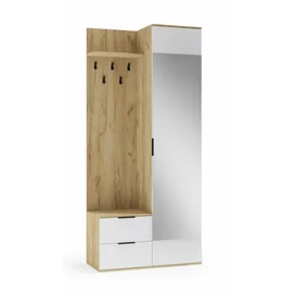 Garderoba Herne 102, 100x45x203 H cm, Pal Melaminat, Stejar Auriu/Alb Mat