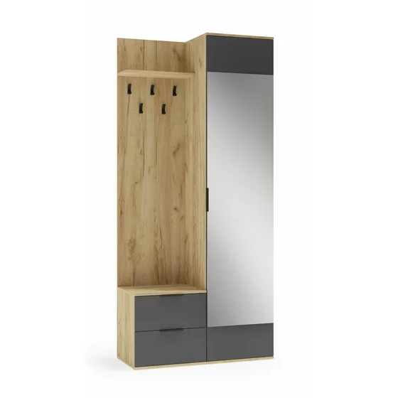 Garderoba Herne 102, 100x45x203 H cm, Pal Melaminat, Stejar Auriu/Antracit picture - 1