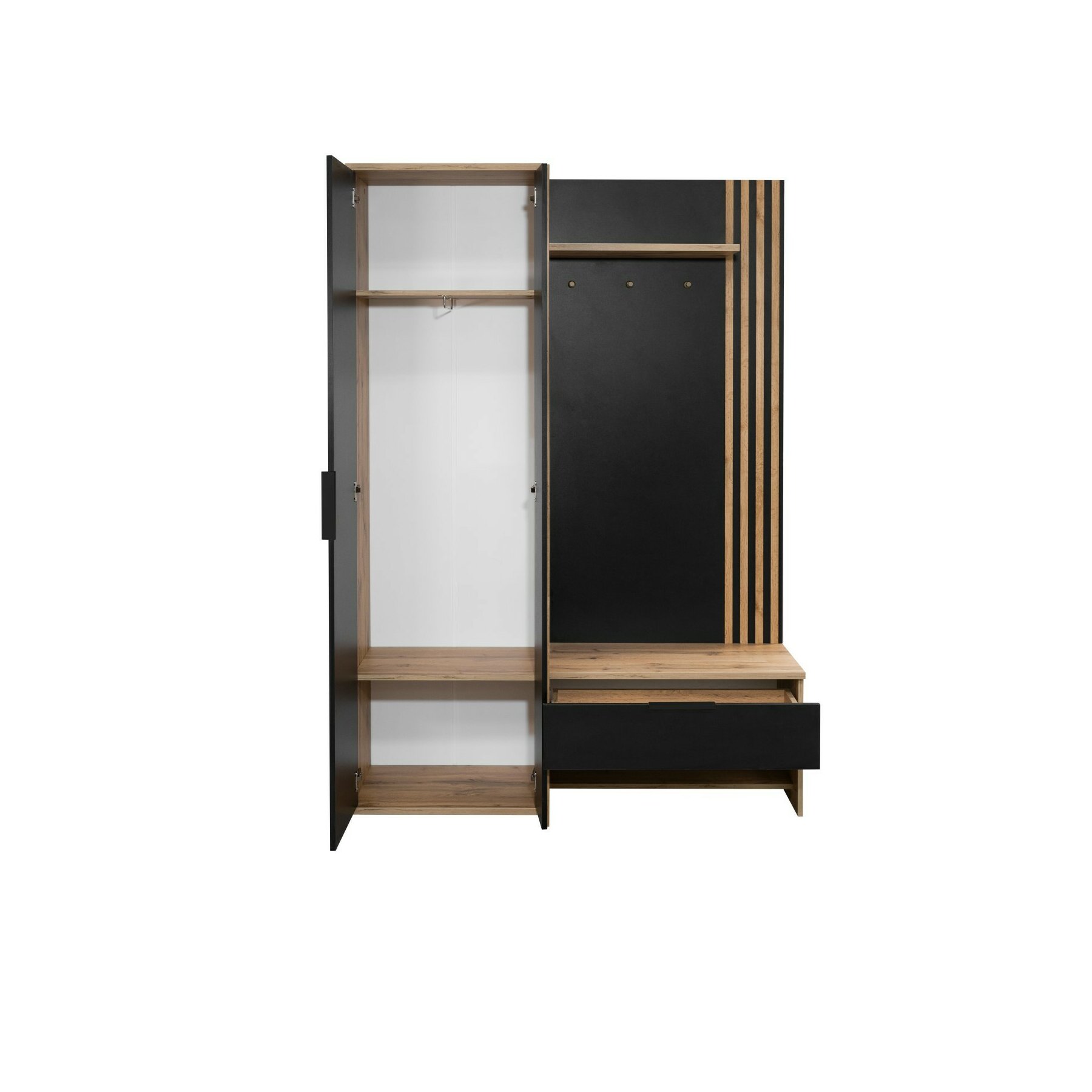 Garderoba Milo140 Cu Elemente Decorative Tip Lamele, 140x40x200 cm