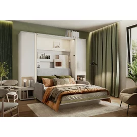 Lenart BED CONCEPT - Ansamblu Pat rabatabil de perete vertical cu mecanism pneumatic 160x200 +2 dulapuri si Canapea