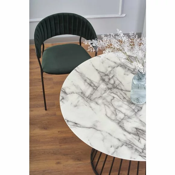 Masa Boca, 110x75 cm, Metal/MDF, Negru/Alb Marmura picture - 2