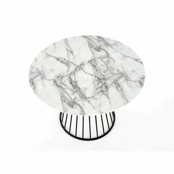 Masa Boca, 110x75 cm, Metal/MDF, Negru/Alb Marmura picture - 5