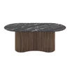 Masa dining cu riflaje OSCAR 200, 200x100x76 cm, HDF Nuc/Negru picture - 2