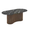 Masa dining cu riflaje OSCAR 200, 200x100x76 cm, HDF Nuc/Negru picture - 3