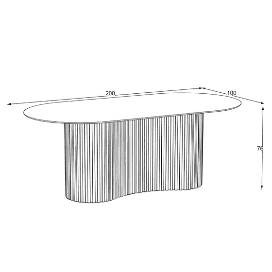 Masa dining cu riflaje OSCAR 200, 200x100x76 cm, HDF Nuc/Negru picture - 6