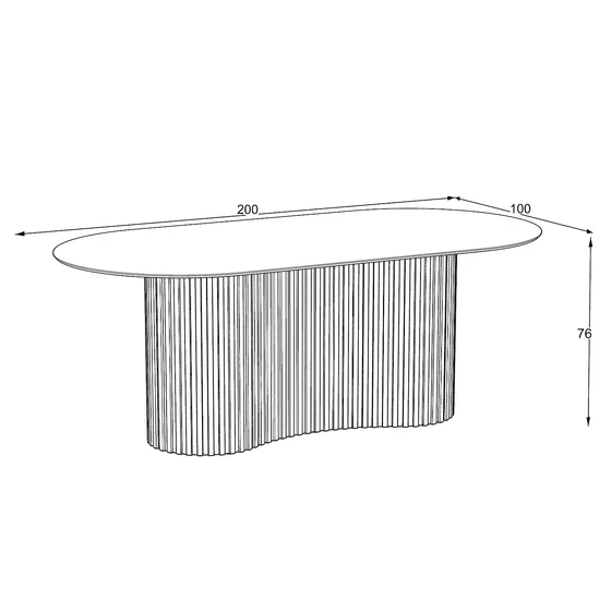 Masa Dining cu riflaje OSCAR 200, 200x100x76 cm, MDF Nuc/Mola picture - 4