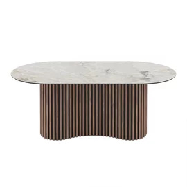 Masa Dining cu riflaje OSCAR 200, 200x100x76 cm, MDF Nuc/Mola
