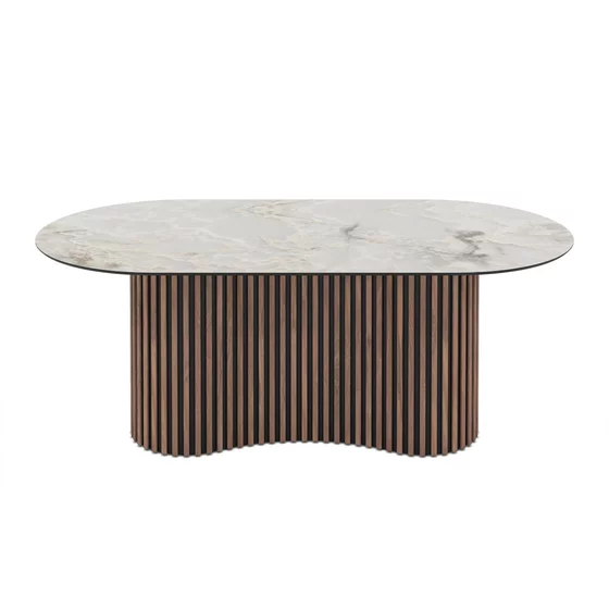 Masa Dining cu riflaje OSCAR 200, 200x100x76 cm, MDF Nuc/Mola picture - 2