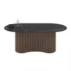 Masa dining cu riflaje OSCAR 200, 200x100x76 cm, MDF Nuc/Negru MAT picture - 2