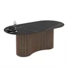 Masa dining cu riflaje OSCAR 200, 200x100x76 cm, MDF Nuc/Negru MAT picture - 4