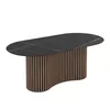 Masa dining cu riflaje OSCAR 200, 200x100x76 cm, MDF Nuc/Negru MAT picture - 1