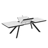 Masa Extensibila Corin 200, 200-277x100x76 cm, Metal/MDF, Negru/Alb Marmura Super Mat picture - 3