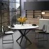 Masa Extensibila Dobok 110, 110-145x110x76 cm, Metal/MDF, Negru/Alb Marmura Super mat picture - 7
