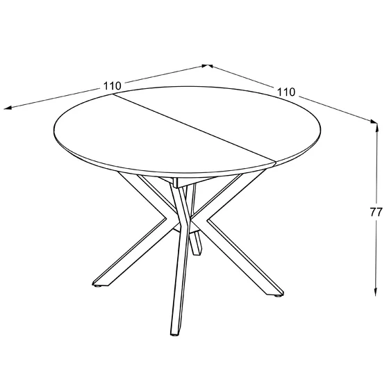 Masa Extensibila Dobok 110, 110-145x110x76 cm, Metal/MDF, Negru/Alb Marmura Super mat picture - 8