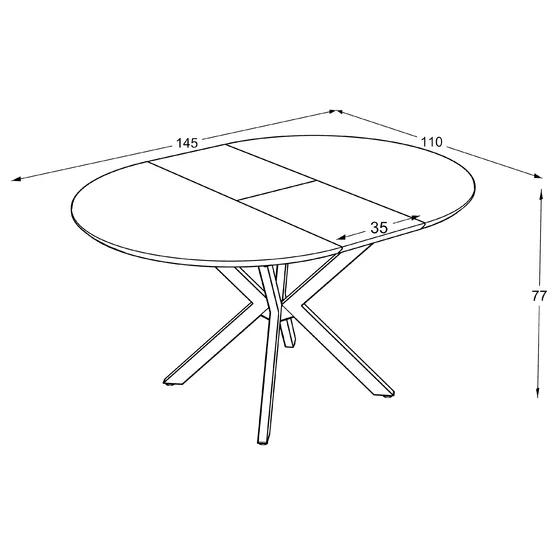 Masa Extensibila Dobok 110, 110-145x110x76 cm, Metal/MDF, Negru/Alb Marmura Super mat picture - 9