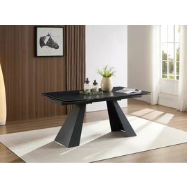 Masa Extensibila Donna, 160-200-240x90x75 cm, Piatra Sinterizata, Negru/Gri Inchis