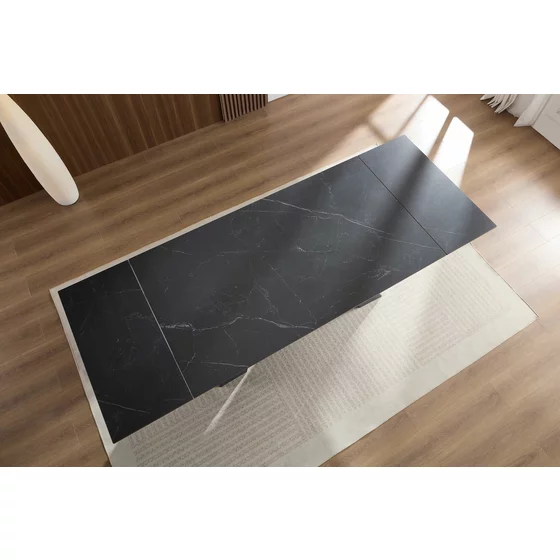 Masa Extensibila Donna, 160-200-240x90x75 cm, Piatra Sinterizata, Negru/Gri Inchis picture - 3