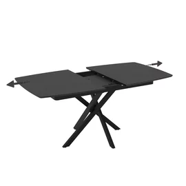 Masa Extensibila Filis, 145-185x90x75 cm, Metal/MDF, Negru/Gri Piatra