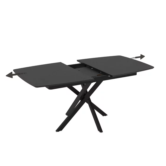 Masa Extensibila Filis, 145-185x90x75 cm, Metal/MDF, Negru/Gri Piatra picture - 2