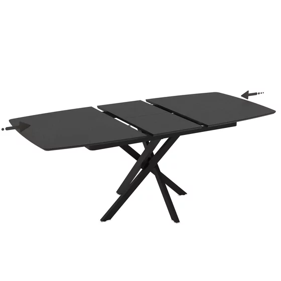 Masa Extensibila Filis, 145-185x90x75 cm, Metal/MDF, Negru/Gri Piatra picture - 4