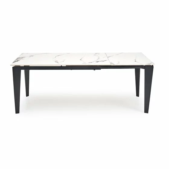 Masa Extensibila Hagen 137, 141-201x81x76 cm, Otel Vopsit/Piatra Sinterizata, Negru/Alb Marmura picture - 3