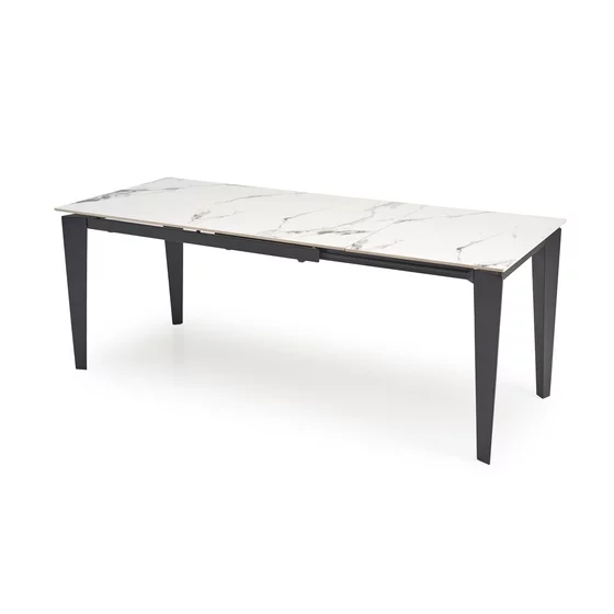 Masa Extensibila Hagen 137, 141-201x81x76 cm, Otel Vopsit/Piatra Sinterizata, Negru/Alb Marmura picture - 6