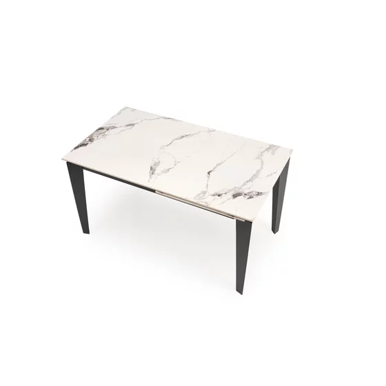 Masa Extensibila Hagen 137, 141-201x81x76 cm, Otel Vopsit/Piatra Sinterizata, Negru/Alb Marmura picture - 7